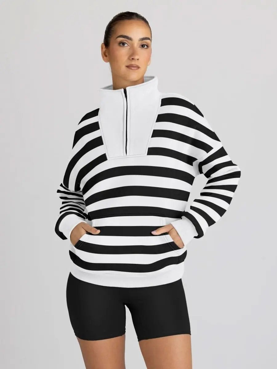 Trendy Queen Sweatshirts Half Zip Pullover Quarter Zip Oversized Hoodies Sweaters Comfy Fall Outfits 2024 Y2K Winter Clothes - Love Salve